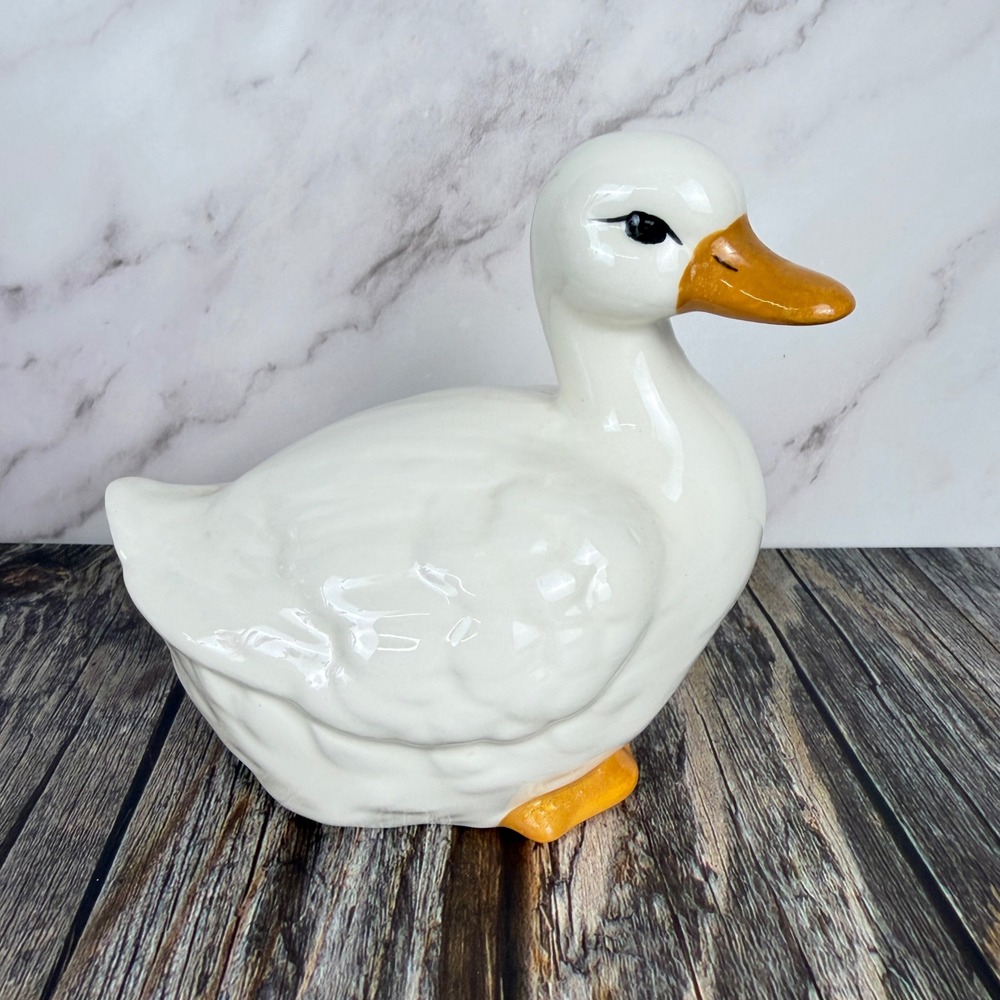 Ceramic Vintage Duck Figurine White  Cottagecore Farmhouse Granny Decor